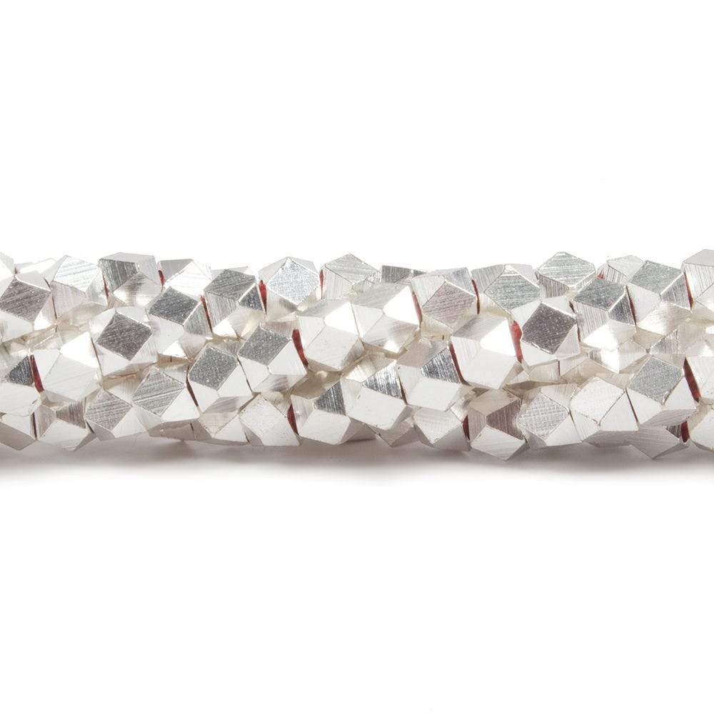 4mm Sterling Silver plated Copper Faceted Nugget Shiny Bead 8 inch 47 beads - Beadsofcambay.com