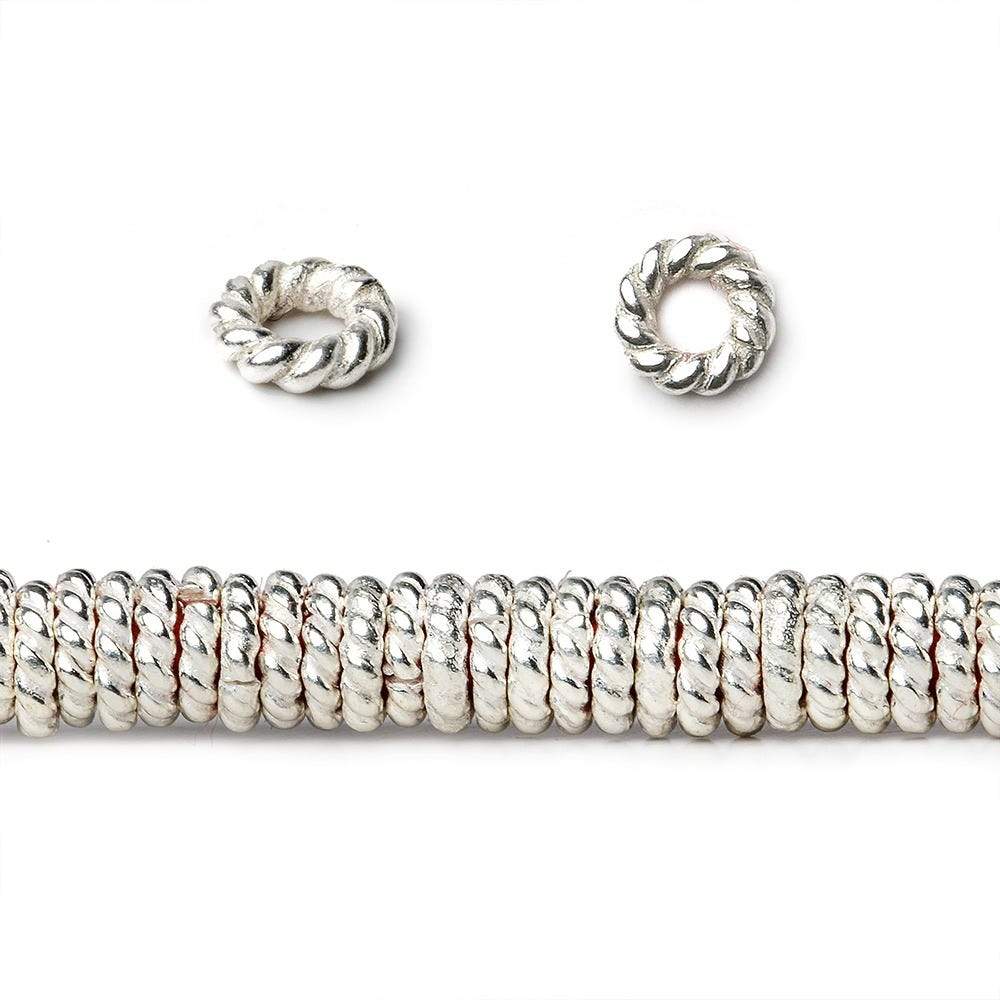 4mm Sterling Silver Plated Copper Twisted Jumpring 8 inch 178 beads - Beadsofcambay.com