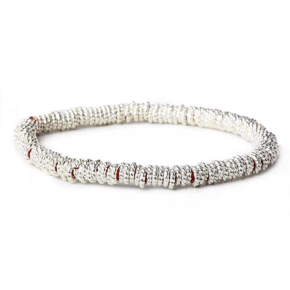 4mm Sterling Silver Plated Copper Twisted Jumpring 8 inch 178 beads - Beadsofcambay.com