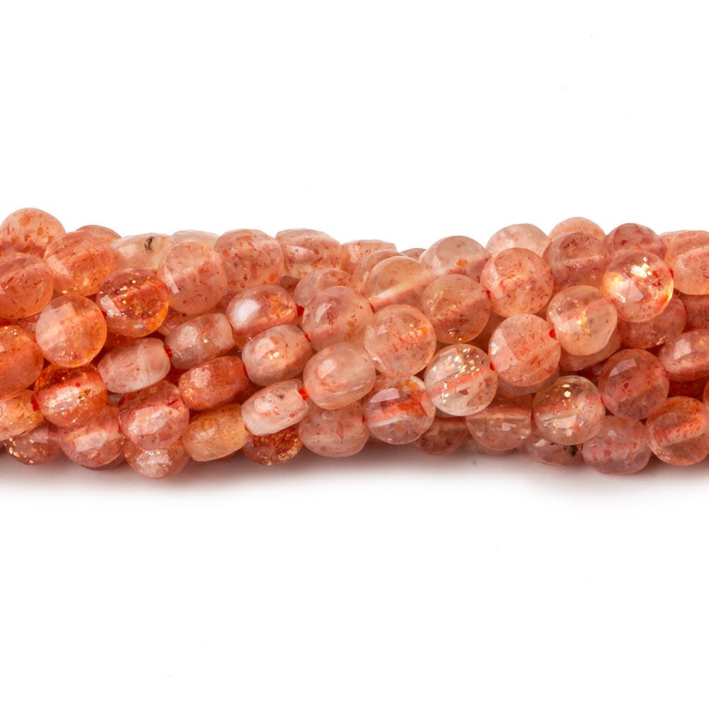 4mm Sunstone checkerboard calibrated faceted coins 12.5 inch 85 beads AAA - Beadsofcambay.com
