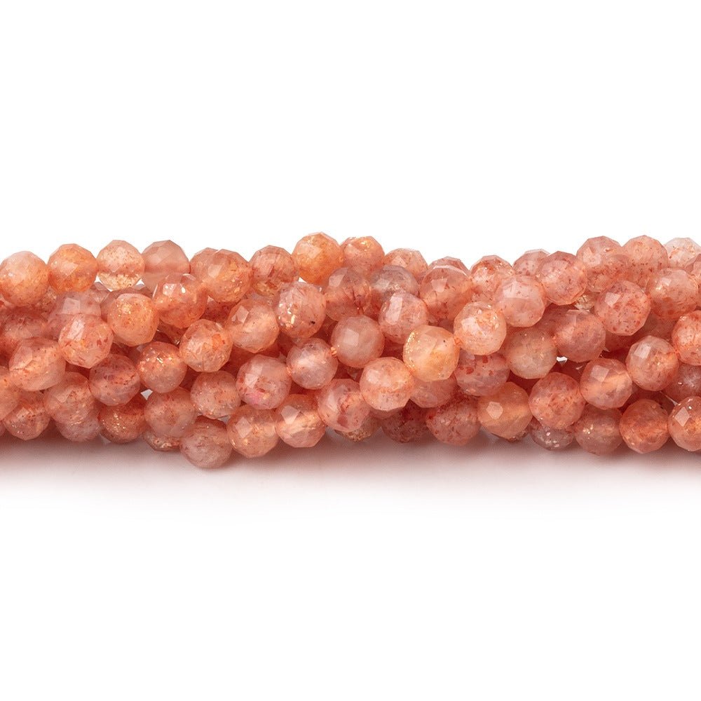 4mm Sunstone Micro Faceted Round Beads 12.5 inch 86 pieces - Beadsofcambay.com