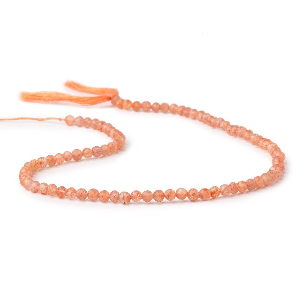 4mm Sunstone Micro Faceted Round Beads 12.5 inch 86 pieces - Beadsofcambay.com