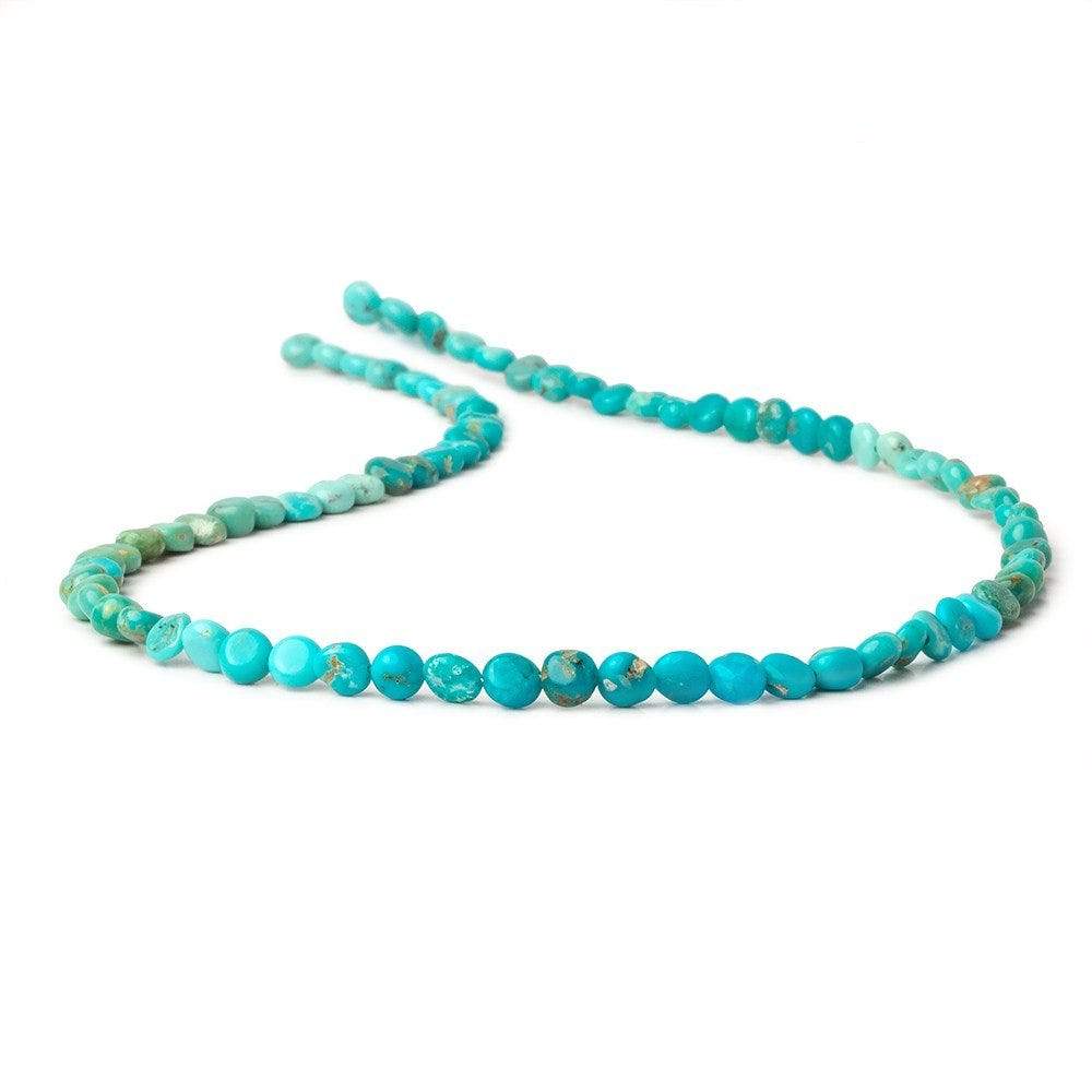4mm Turquoise Plain Coins beads 13 inch 83 beads - Beadsofcambay.com