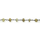 4mm Whiskey Quartz faceted rondelle Black Gold .925 Silver Chain sold by the foot 37 pieces - Beadsofcambay.com