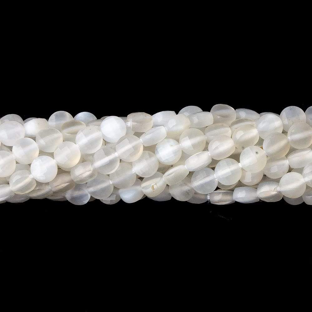 4mm White Moonstone checkerboard calibrated faceted coins 12.5 inch 85 beads AAA - Beadsofcambay.com