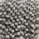 4mm White Moonstone faceted rondelle Black Gold Chain by the foot 34 pieces - Beadsofcambay.com