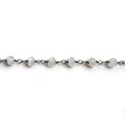 4mm White Moonstone faceted rondelle Black Gold Chain by the foot 34 pieces - Beadsofcambay.com