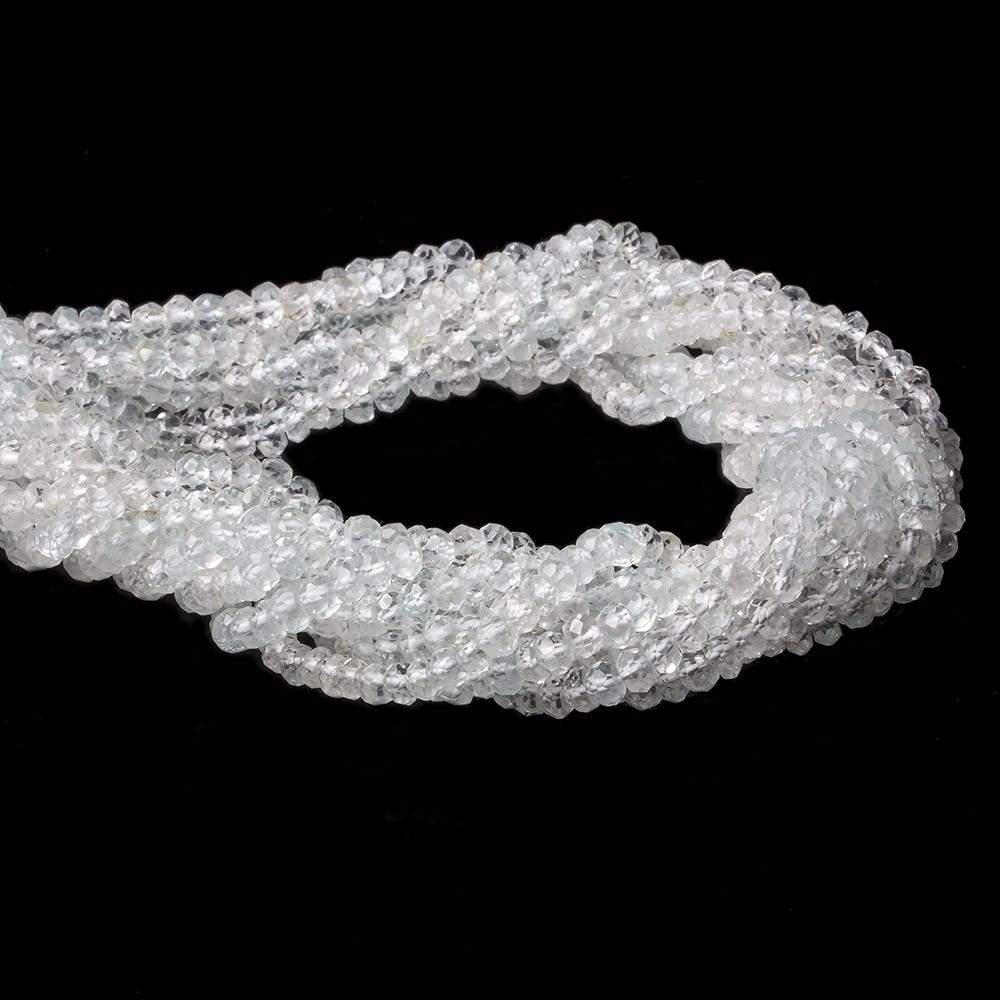 4mm White Topaz Faceted Rondelle Beads 13 inch 107 pieces - Beadsofcambay.com