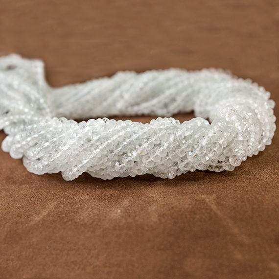 4mm White Topaz Faceted Rondelle Beads 13 inch 115 pieces - Beadsofcambay.com