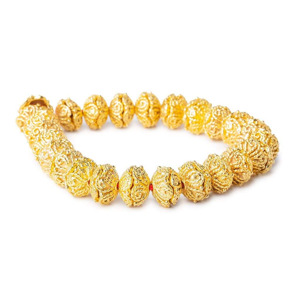 4x11x11mm 22kt Gold Plated Copper Twisted Rope Bead Cap 8 inch 48 pieces - Beadsofcambay.com