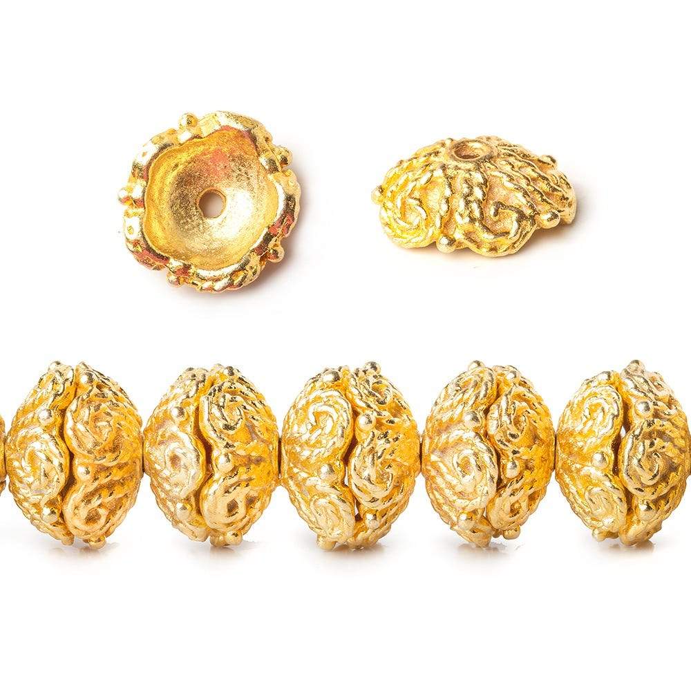 4x11x11mm 22kt Gold Plated Copper Twisted Rope Bead Cap 8 inch 48 pieces - Beadsofcambay.com