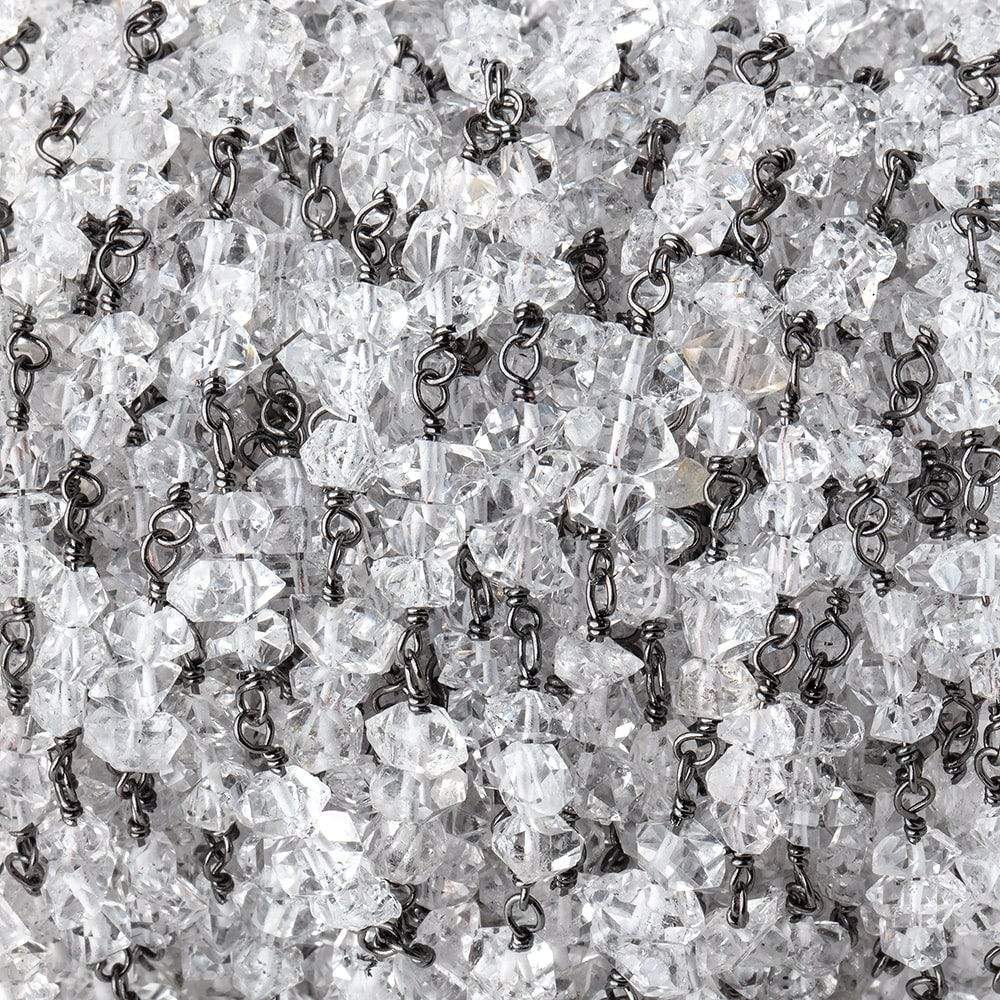 4x2-5x4mm Double Terminated Crystals on Black Gold .925 Chain by the Foot - Beadsofcambay.com