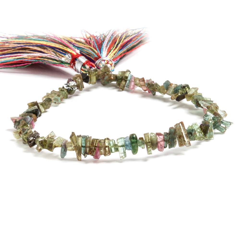 4x2-9x1.5mm Multi Color Tourmaline Natural Crystal 7.5 inch 100 pieces - Beadsofcambay.com