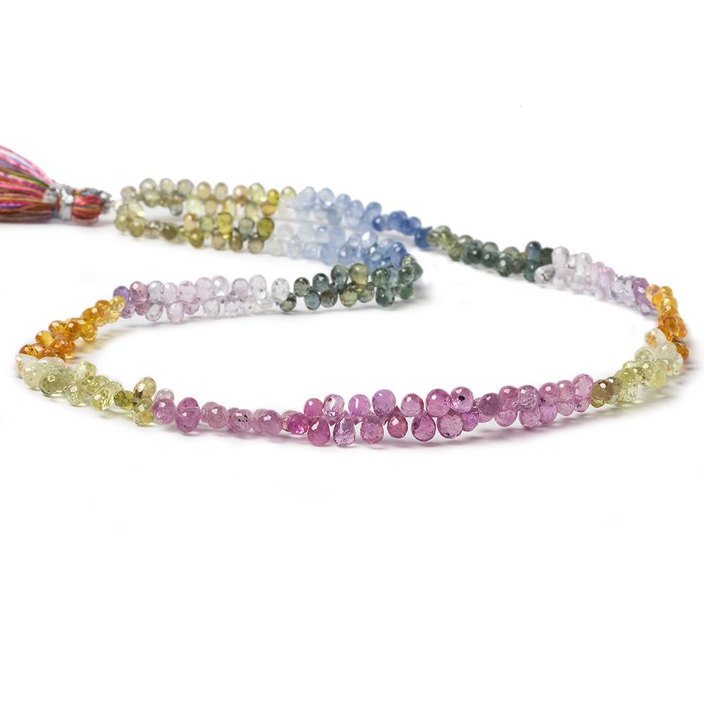 4x2.5-5x3.5mm Fancy Sapphire & Ruby Faceted Tear Drops 16 inch 250 beads AA - Beadsofcambay.com