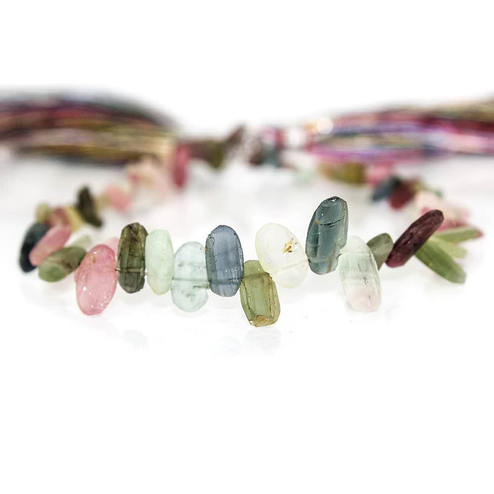 4x3-10x5mm Frosted Multi Color Tourmaline Top Drilled Ovals 8 inch 53 pieces - Beadsofcambay.com