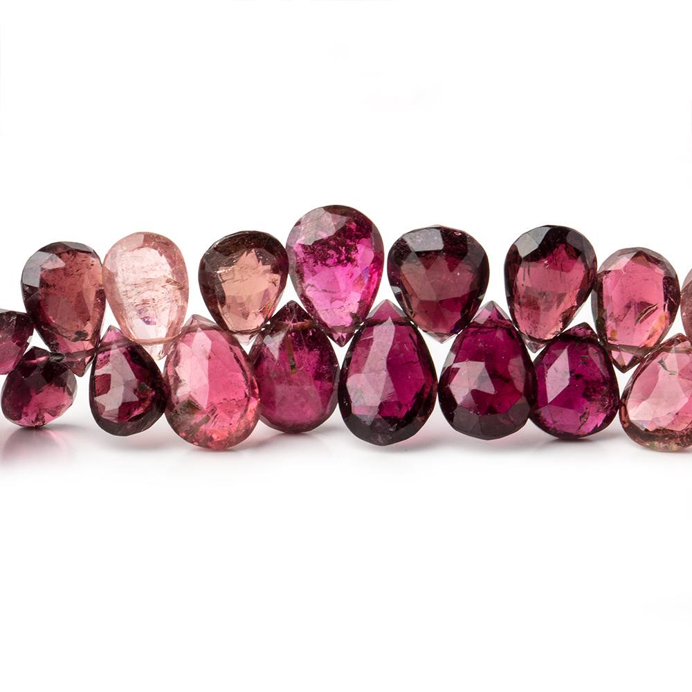 5x4-12x7mm Shaded Rubellite Tourmaline faceted pears 16.5 inch 174 beads AAA - Beadsofcambay.com