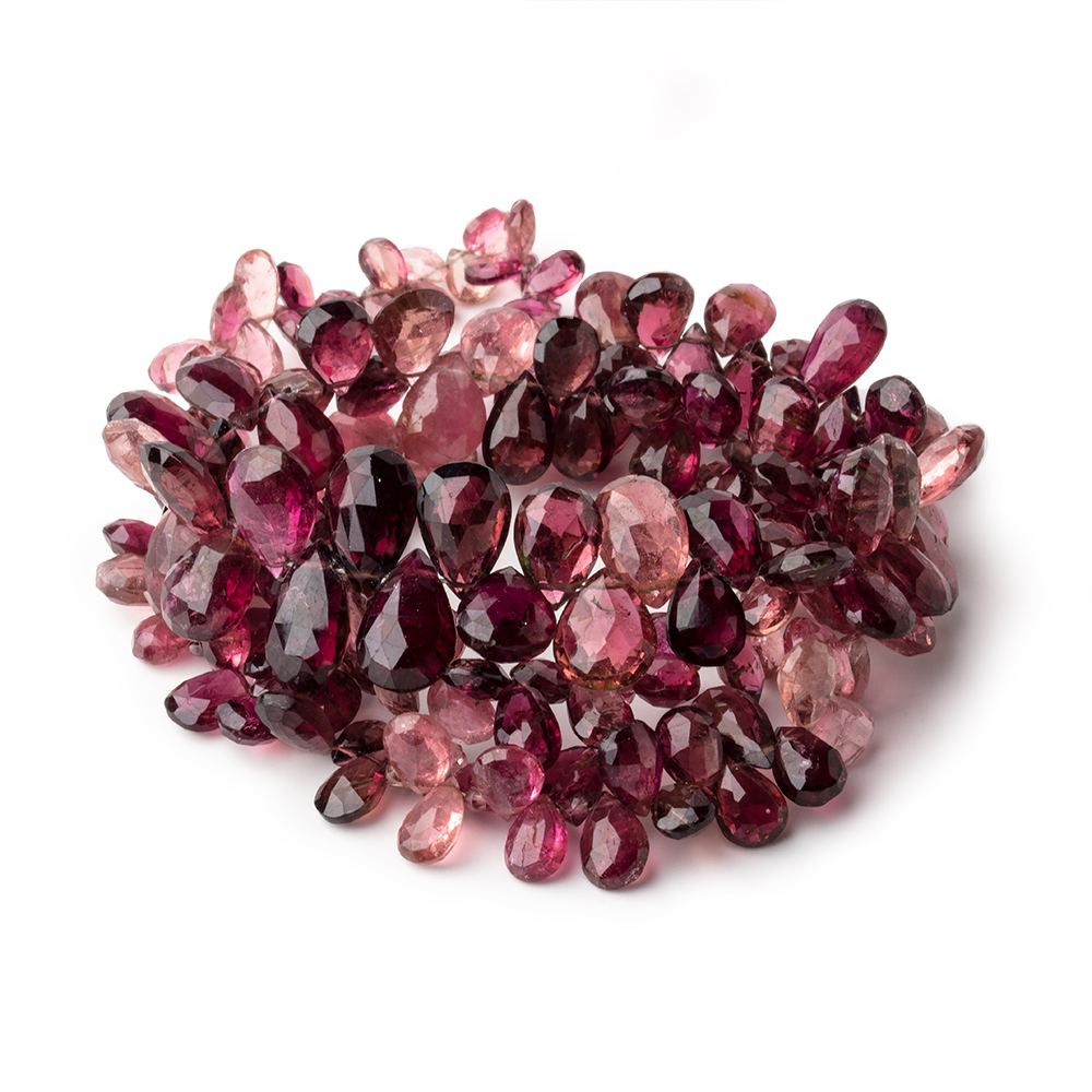 5x4-12x7mm Shaded Rubelite Tourmaline faceted pears 16.5 inch 174 beads AAA - Beadsofcambay.com