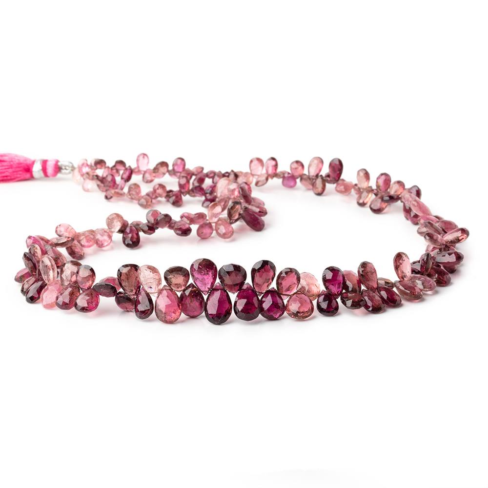 5x4-12x7mm Shaded Rubelite Tourmaline faceted pears 16.5 inch 174 beads AAA - Beadsofcambay.com