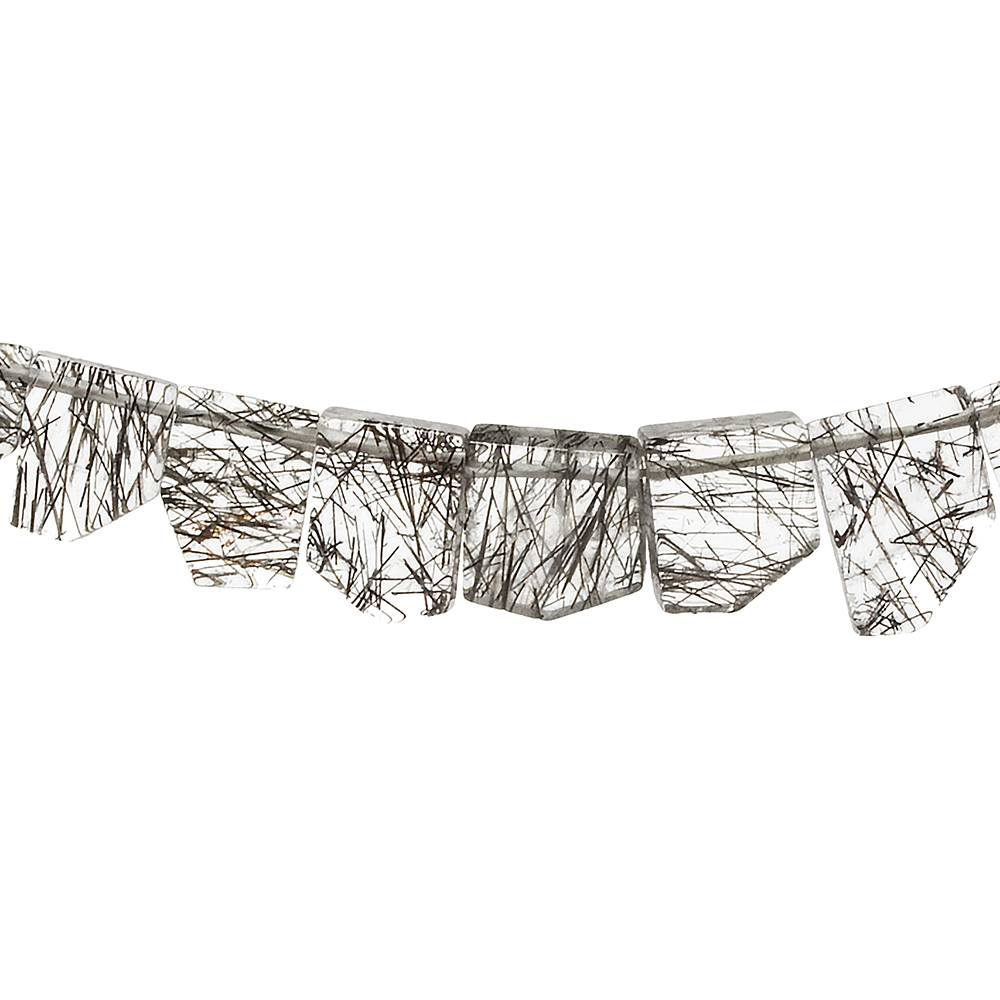 4x3-12x6mm Black Tourmalinated Quartz Top Drill Modified Rectangle 14 inch 76 pcs - Beadsofcambay.com