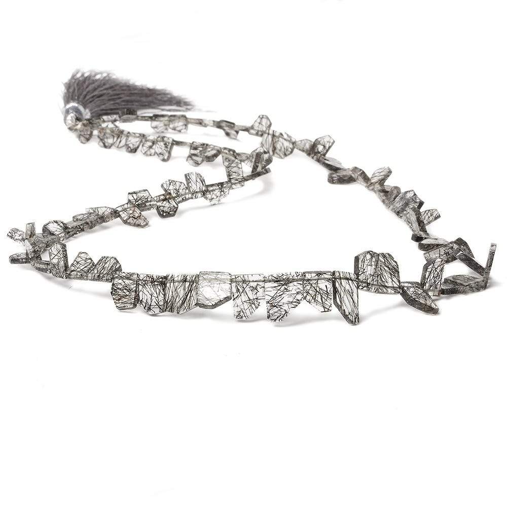 4x3-12x6mm Black Tourmalinated Quartz Top Drill Modified Rectangle 14 inch 76 pcs - Beadsofcambay.com