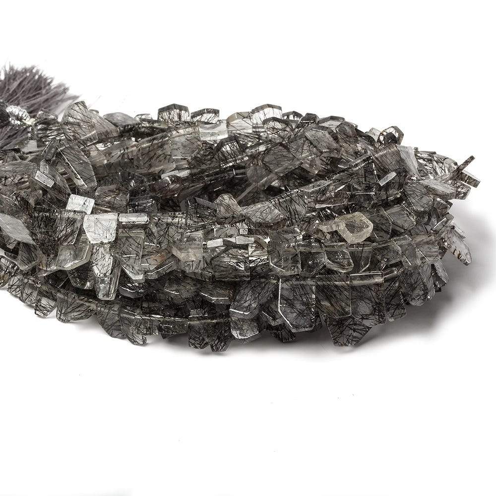 4x3-12x6mm Black Tourmalinated Quartz Top Drill Modified Rectangle 14 inch 76 pcs - Beadsofcambay.com