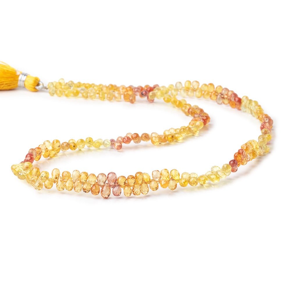 4x3-5.5x4mm Orange & Yellow Fancy Sapphire Faceted Tear Drops 17 inch 250 pieces AA - Beadsofcambay.com