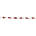 4x3-5x3.5mm Garnet Faceted Tear Drop Beads on .925 Silver Chain - Beadsofcambay.com