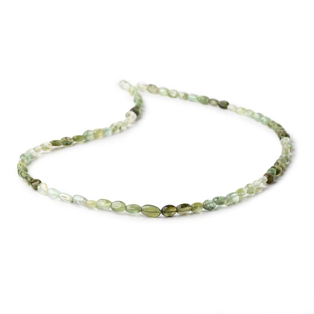 4x3-5x3.5mm Green Tourmaline Plain Oval Beads 16 inch 78 pieces AA - Beadsofcambay.com
