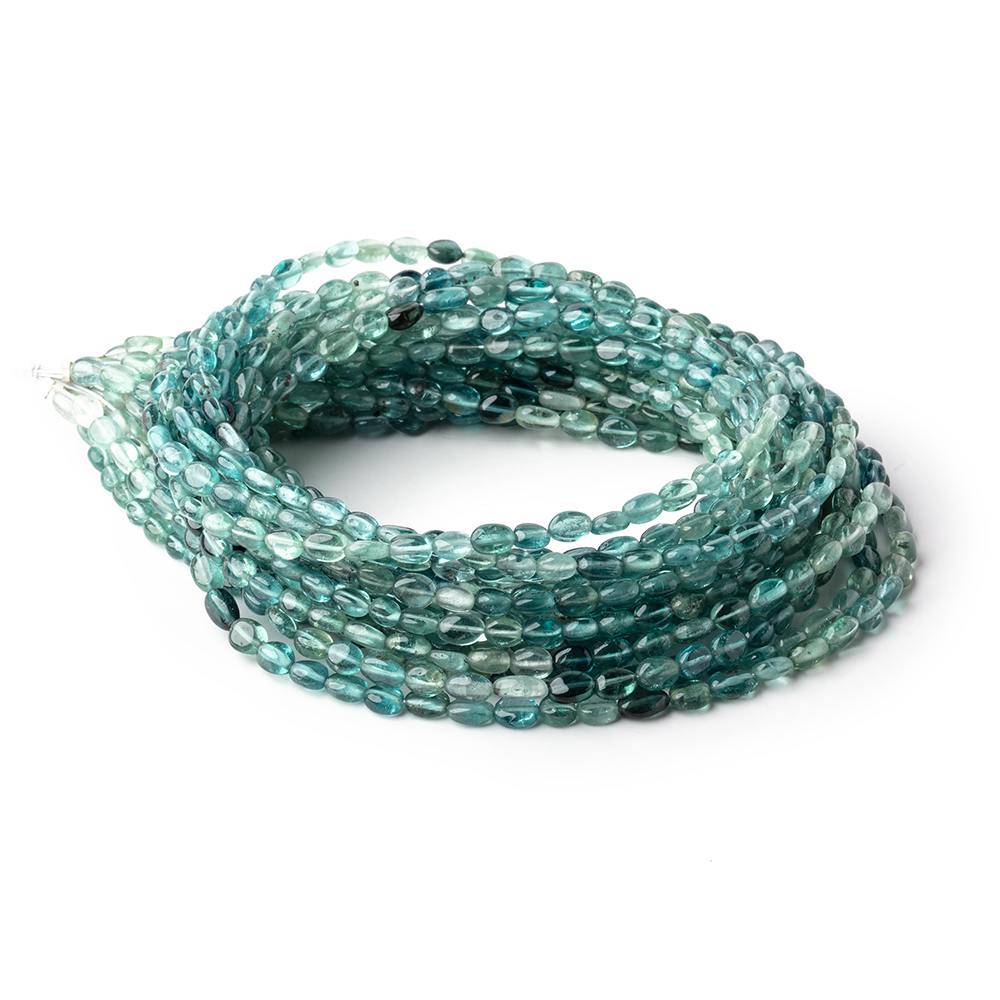 4x3-5x3.5mm Indicolite Tourmaline Plain Oval Beads 16 inch 90 pieces AA - Beadsofcambay.com