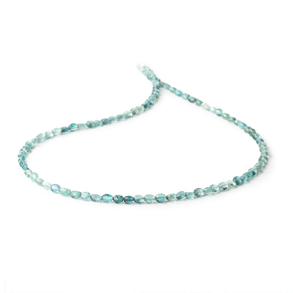 4x3-5x3.5mm Indicolite Tourmaline Plain Oval Beads 16 inch 90 pieces AA - Beadsofcambay.com