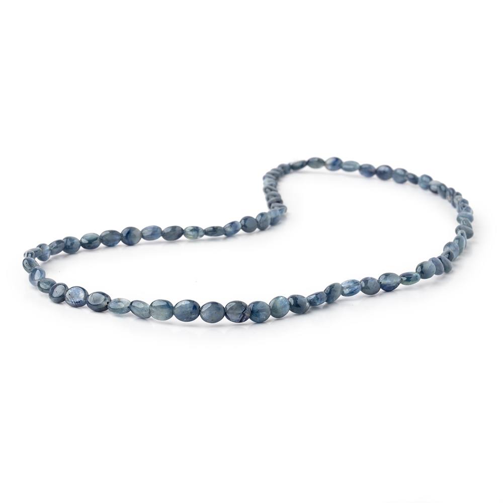 4x3-5x4mm Blue Sapphire Plain Oval Beads 16 inch 75 pieces - Beadsofcambay.com