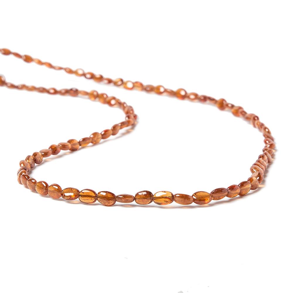 4x3-5x4mm Mandarin Garnet Straight Drill Plain Oval 14.5 inch 95 pieces - Beadsofcambay.com