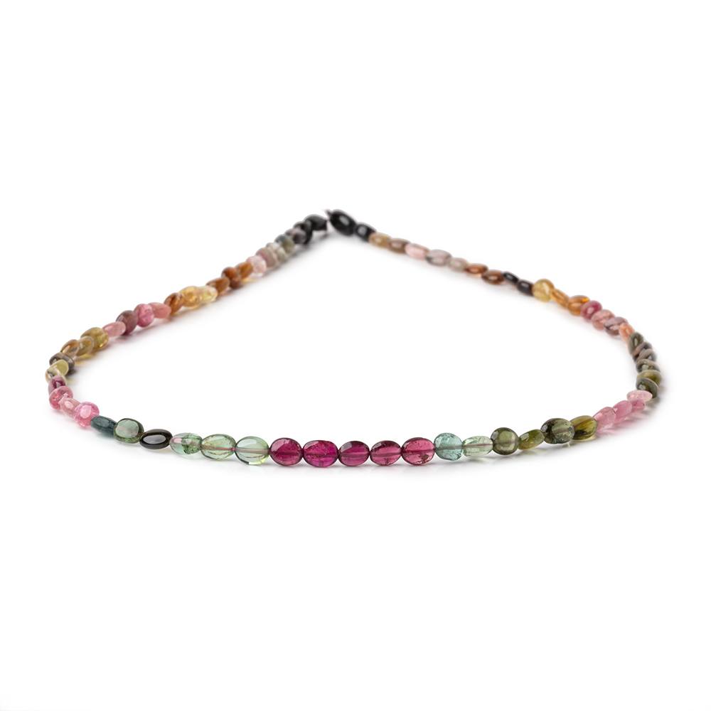 4x3-5x4mm Multi Color Tourmaline Plain Oval Beads 14 inch 72 pieces - Beadsofcambay.com