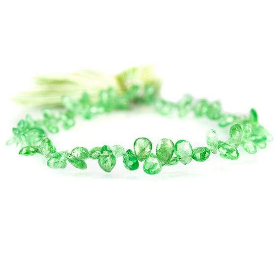 4x3-5x4mm Tsavorite Garnet Faceted Pear beads 8 inch 80 beads - Beadsofcambay.com
