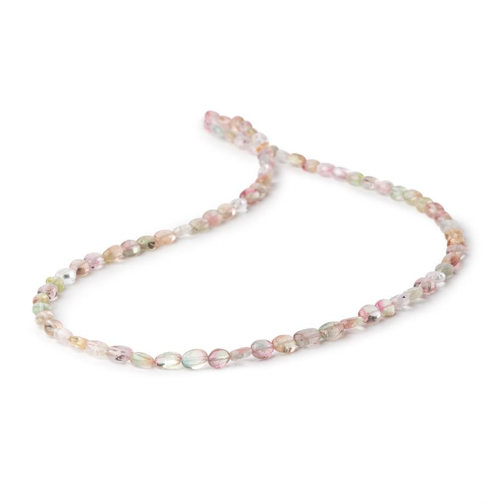 4x3-6x3.5mm Multi Color Tourmaline Plain Oval Beads 16 inch 72 pieces AA - Beadsofcambay.com