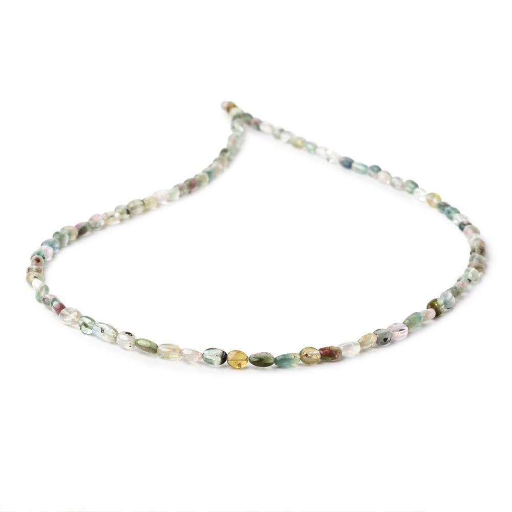 4x3-6x3.5mm Multi Color Tourmaline Plain Oval Beads 16 inch 74 pieces AA - Beadsofcambay.com