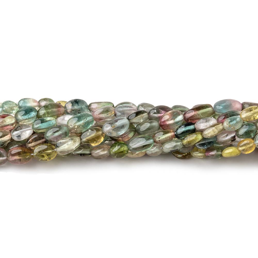 4x3-6x3.5mm Multi Color Tourmaline Plain Oval Beads 16 inch 74 pieces AA - Beadsofcambay.com