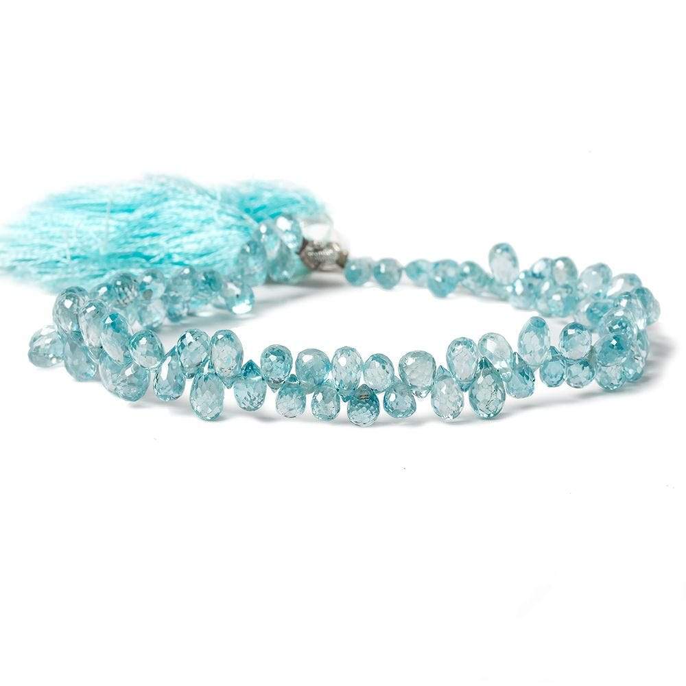 4x3-6x3mm Blue Zircon Faceted Tear Drop Beads 8 inch 93 pieces - Beadsofcambay.com