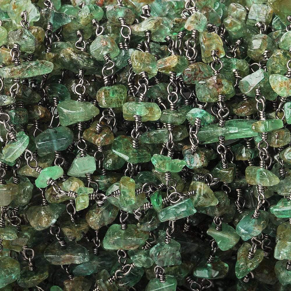 4x3-6x4mm Emerald Chip Black Gold Chain by the foot - Beadsofcambay.com