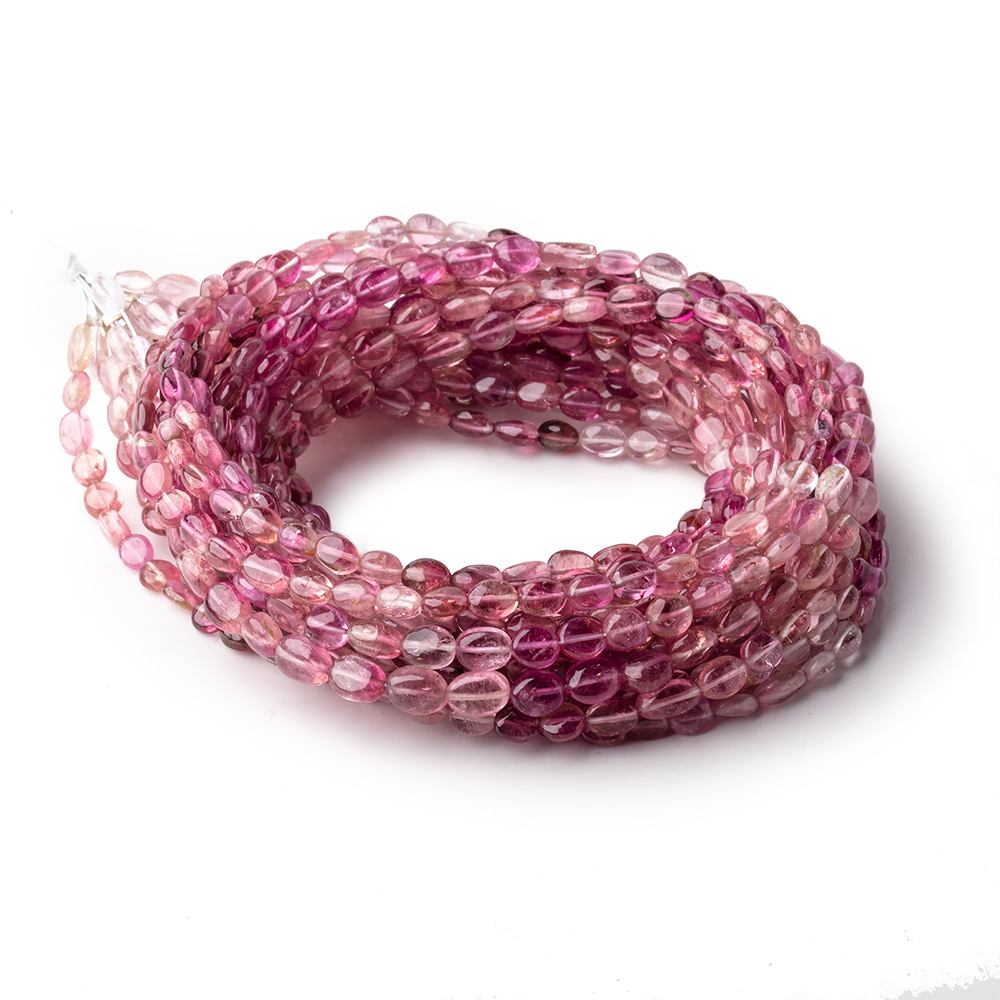 4x3-6x4mm Pink Tourmaline Plain Oval Beads 16 inch 70 pieces AA - Beadsofcambay.com
