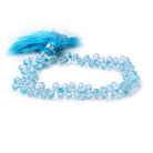 4x3-6x4mm Sky Blue Topaz Faceted Tear Drop Beads 7.5 inch 90 pieces AAA - Beadsofcambay.com