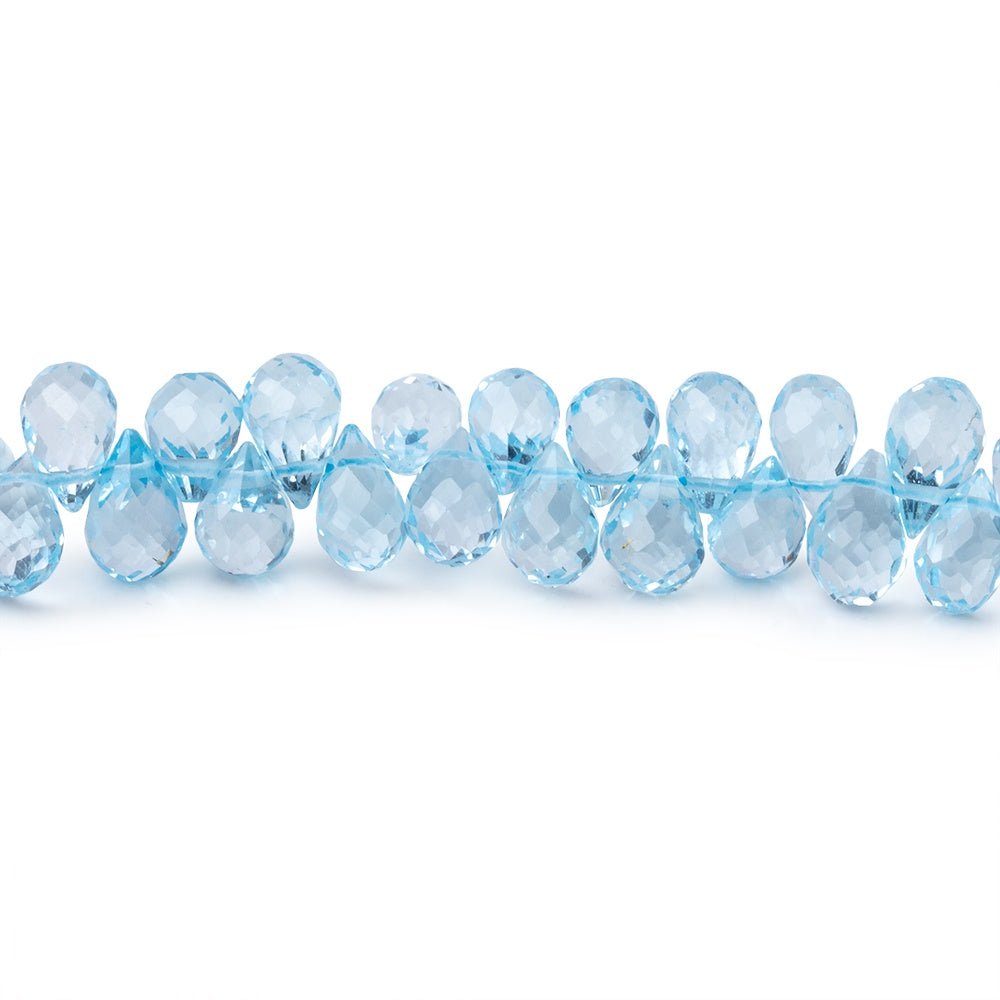 4x3-6x4mm Sky Blue Topaz Faceted Tear Drop Beads 7.5 inch 90 pieces AAA - Beadsofcambay.com