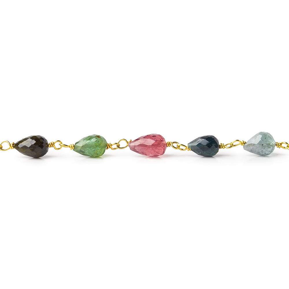 4x3-7x4mm Multi Color Tourmaline Vermeil Chain by the foot - Beadsofcambay.com