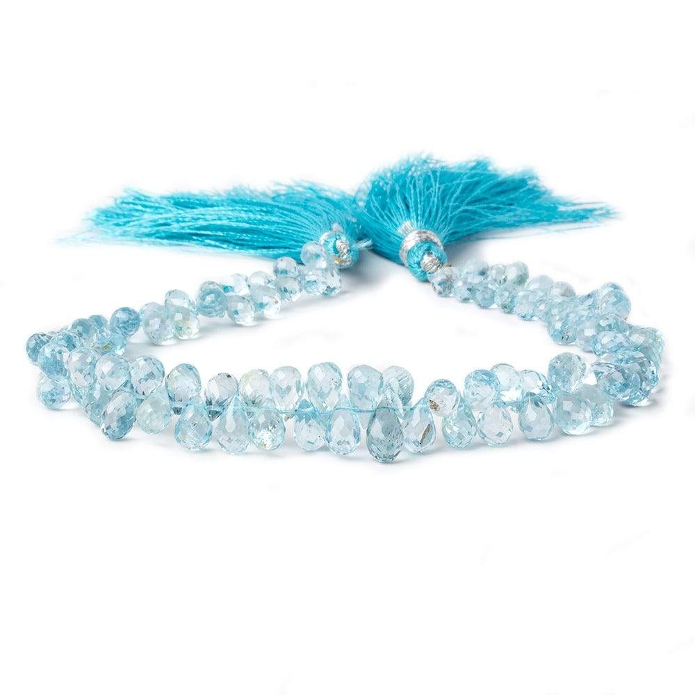4x3-7x5mm Sky Blue Topaz Beads Tear Drop Briolette 8 inch 89 pieces - Beadsofcambay.com