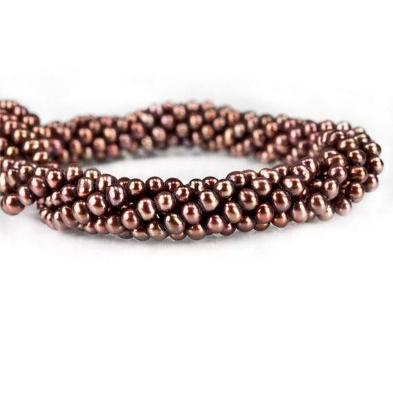 4x3.5mm Chocolate Off Round Freshwater Pearl 15.5 inch 110 pcs - Beadsofcambay.com