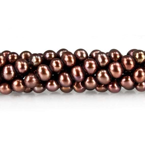 4x3.5mm Chocolate Off Round Freshwater Pearl 15.5 inch 110 pcs - Beadsofcambay.com