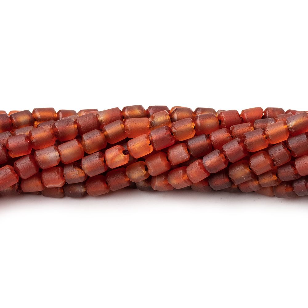 4x3.5mm Matte Carnelian Hand Cut Tube Beads 15 inch 105 pieces - Beadsofcambay.com