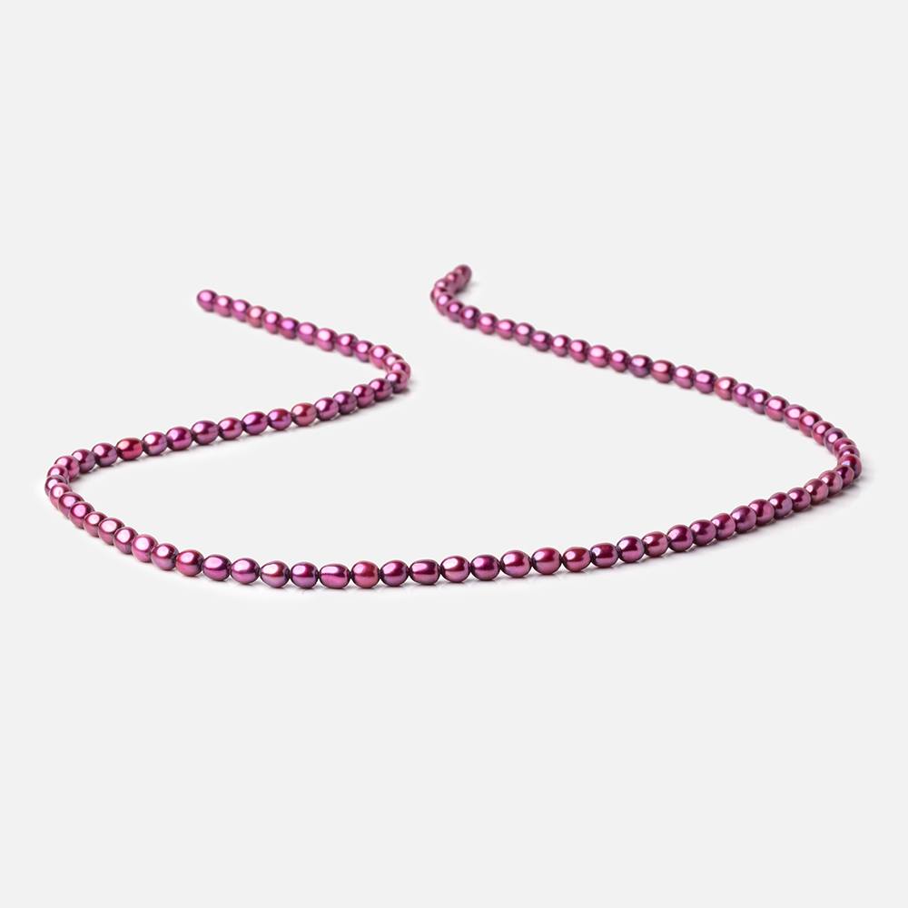 4x3mm Berry Purple Oval Freshwater Pearls 15.75 inch 96 Beads - Beadsofcambay.com