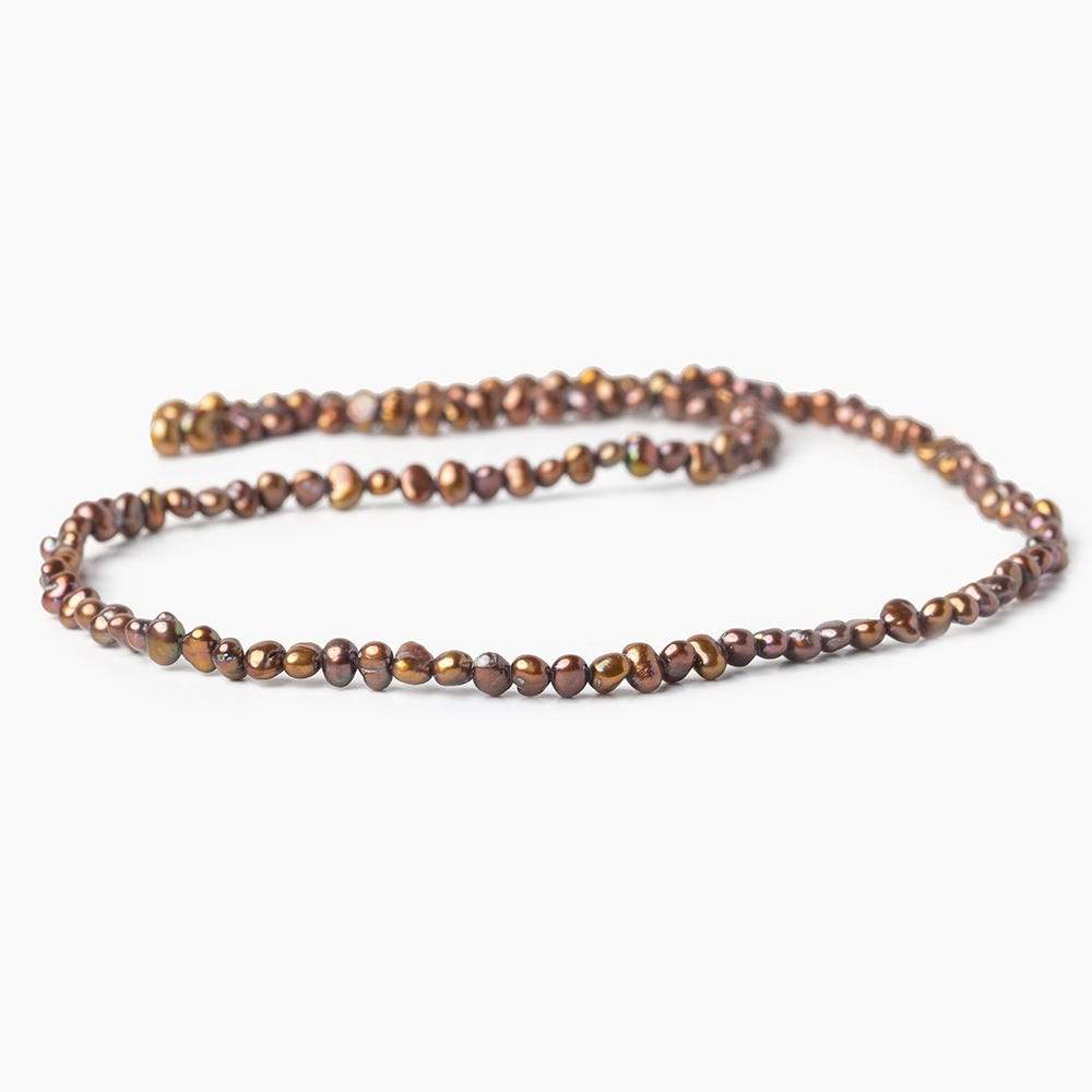 4x3mm Chocolate Baroque Small Pearls 15 inch, 125 pieces - Beadsofcambay.com