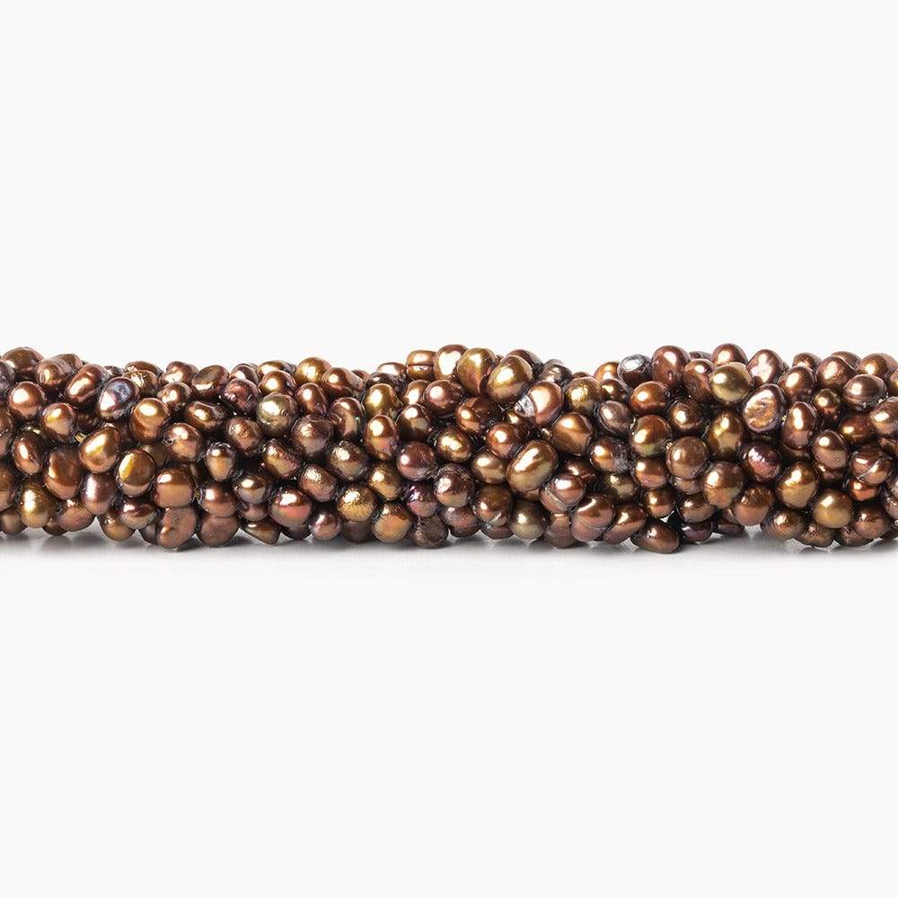 4x3mm Chocolate Baroque Small Pearls 15 inch, 125 pieces - Beadsofcambay.com